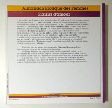 Plaisirs d’amour. Almanach érotique des femmes. . Ducout Françoise: 