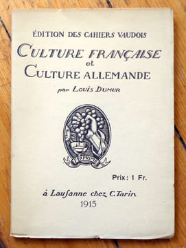 Culture française et culture allemande. . Dumur Louis: