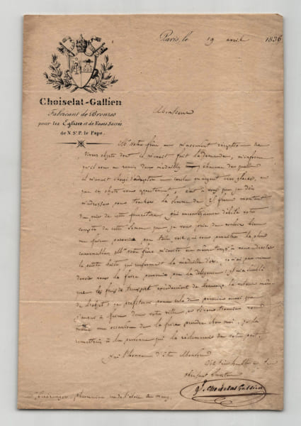Louis Isidore CHOISELAT - Lettre autographe sign&eacute;e &agrave; GU&Eacute;RANGER - Le Mans - 1836. Louis Isidore Choiselat