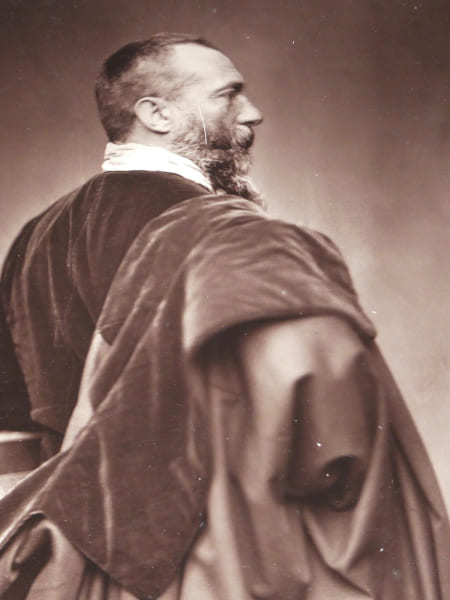 Portrait Alphonse Karr par Adam Salomon - Photoglyptie + Texte. Adam Salomon