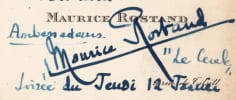 Maurice Rostand - Carte de visite autographe sign&eacute;e - Th&eacute;&acirc;tre des Ambassadeurs. Maurice Rostand