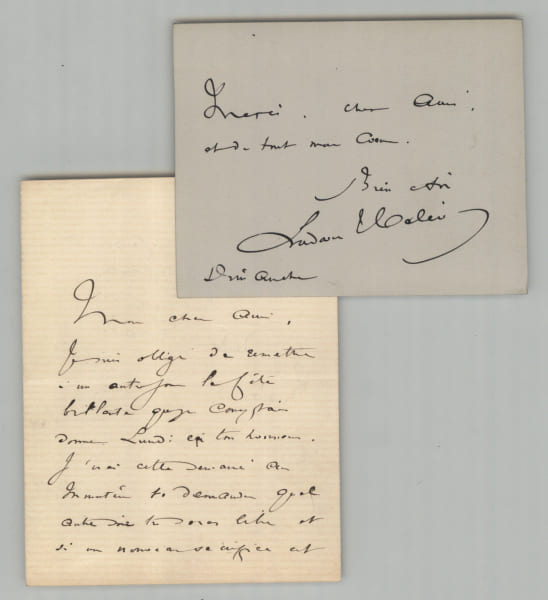 Ludovic Hal&eacute;vy - Lettre et carte autographes sign&eacute;es - &Agrave; un ami - Non dat&eacute;es. Ludovic Hal&eacute;vy