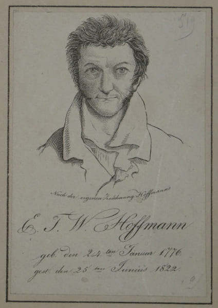 E.T.A. Hoffmann - Portrait grav&eacute; d'apr&egrave;s son propre dessin - XIXe si&egrave;cle. E.T.A. Hoffmann