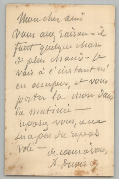 Lettre autographe sign&eacute;e - &Agrave; un ami - XIXe si&egrave;cle. Pierre Puvis de Chavannes