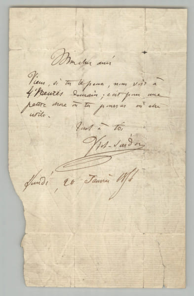 Lettre autographe sign&eacute;e - Invitation &agrave; un ami - 26 janvier. Victorien Sardou