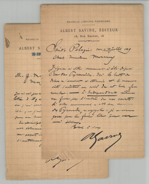 Albert Savine - 2 lettres autographes sign&eacute;es &agrave; Mourey - Numa Gilly - 1889. Albert Savine