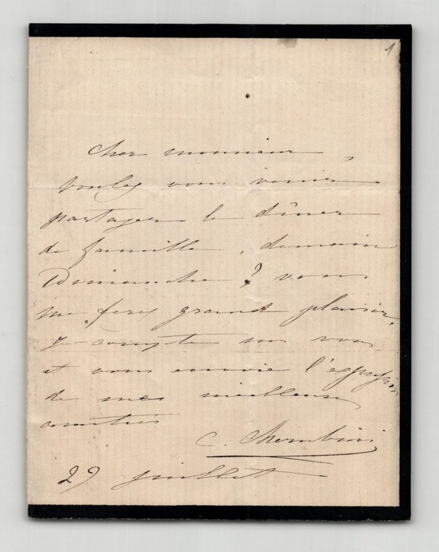 Carlo Ch&eacute;rubini - Lettre autographe sign&eacute;e d'invitation &agrave; diner - 1936. Carlo CH&Eacute;RUBINI