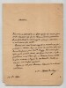 Silvestre de Sacy - Lettre autographe sign&eacute;e - Incurables - Orientalisme - 1833. Antoine-Isaac Silvestre de Sacy