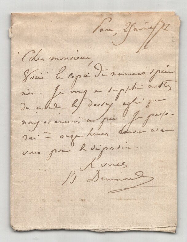 Edouard Drumont - Lettre autographe sign&eacute;e -  1870. Edouard DRUMONT