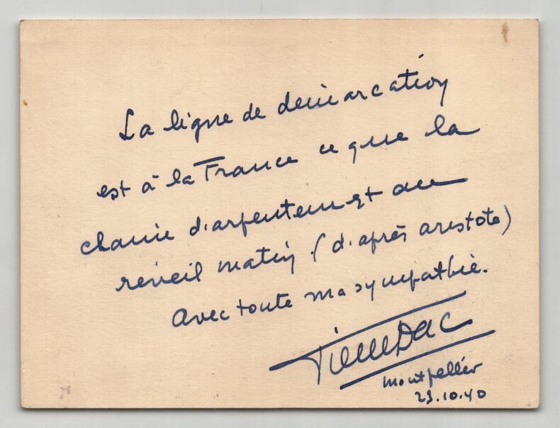 Pierre DAC Carte autographe sign&eacute;e Humour Loufoque face &agrave; l'Occupation WW2 1940. Pierre DAC