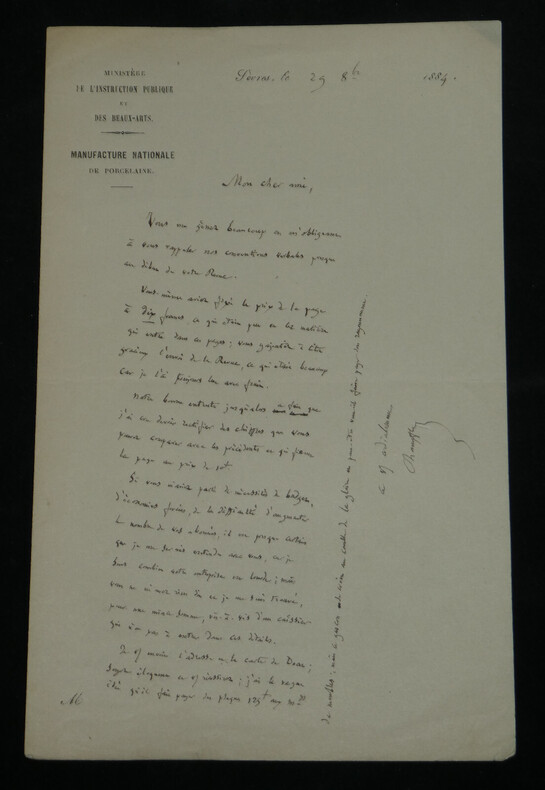 Champfleury - Lettre autographe sign&eacute;e "&Eacute;conomies forc&eacute;es" - 1884 Paris. Champfleury