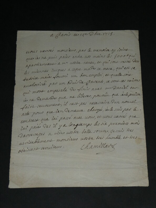 Michel Chamillart  - LETTRE autographe SIGN&Eacute;E,  Pontchartrain, 3 pages, 1693. Michel CHAMILLART