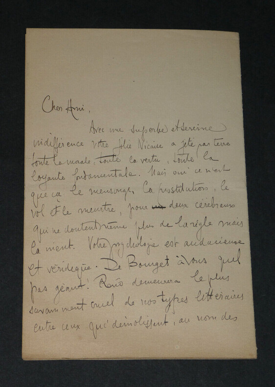 Paul ADAM LETTRE AUTOGRAPHE SIGN&Eacute;E "La prostitution, le vol & le meurtre" 6pages. Paul ADAM