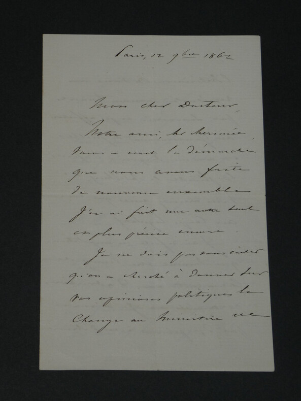 Achille Fould - Lettre autographe sign&eacute;e "Gouvernement de Juillet" - 1862 4pages. Achille FOULD