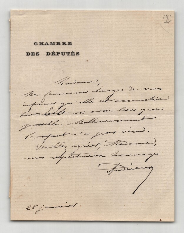 Louis Andrieux - Lettre autographe sign&eacute;e - Chambre des d&eacute;put&eacute;s. Louis ANDRIEUX