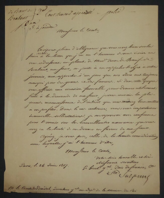 SAINTE SUZANNE Gilles Joseph Martin Bruneteau - LETTRE AUTOGRAPHE SIGN&Eacute;E 1817. Gilles Joseph Martin Bruneteau de Sainte Suzanne