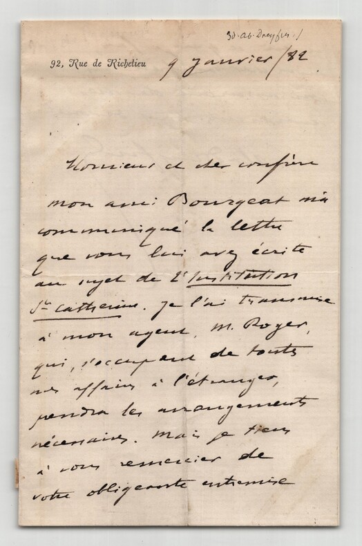 Abraham Dreyfus , auteur - Lettre autographe sign&eacute;e - 1882. Abraham DREYFUS