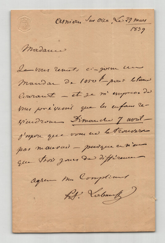 Alexandre Labanoff de Rostoff - LETTRE AUTOGRAPHE SIGN&Eacute;E - 1839. Alexandre LABANOFF DE ROSTOFF