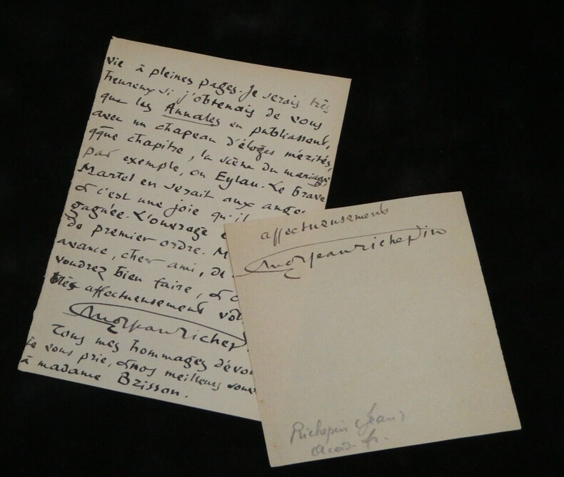 Jean Richepin- Fragement d'une LETTRE AUTOGRAPHE SIGN&Eacute;E et autographe. Jean RICHEPIN