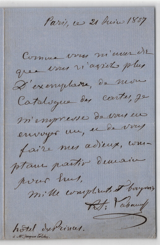 Alexandre Labanoff de Rostoff - LETTRE AUTOGRAPHE SIGN&Eacute;E &Agrave; Jacques Tolstoy 1857. Alexandre Labanoff de Rostoff