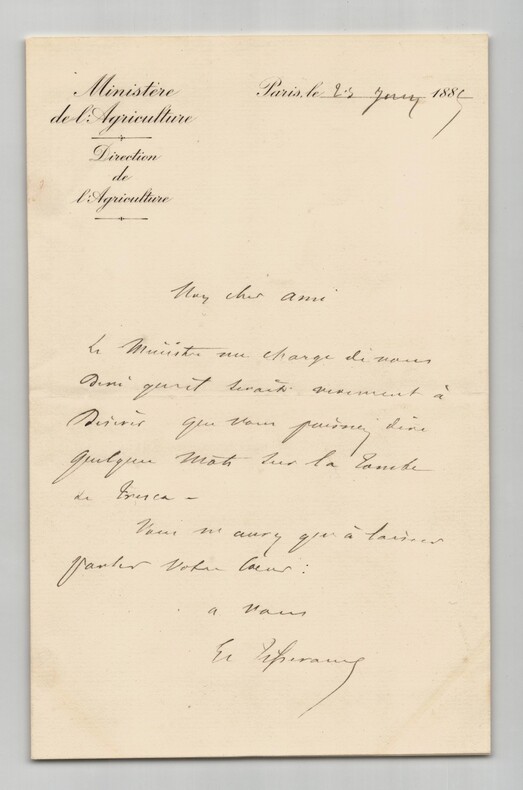 Eug&egrave;ne TISSERAND - Lettre autographe sign&eacute;e - Obs&egrave;ques Henri TRESCA - 1885. Eug&egrave;ne TISSERAND