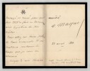Auguste Maquet - Lettre autographe sign&eacute;e "un temps aussi triste que moi"  1880. Auguste MAQUET