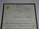 Dame d'honneur, Henriette de Belgique LETTRE AUTOGRAPHE SIGN&Eacute;E &agrave; 8j de sa mort. Dame d'honneur d'Henriette de Belgique