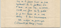 Jean-Louis Curtis - Lettre autographe sign&eacute;e sur article "Hommes et Mondes" 1948. Jean-Louis Curtis