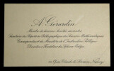 Andr&eacute; G&Eacute;RARDIN, Math&eacute;maticien - CARTE-LETTRE AUTOGRAPHE SIGN&Eacute;E. Andr&eacute; G&Eacute;RARDIN