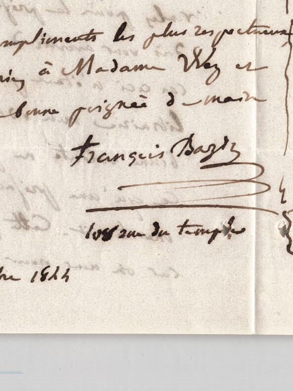 Fran&ccedil;ois Bazin - Lettre autographe sign&eacute;e &agrave; Francis WEY, pr&eacute;face - 3 pages. Fran&ccedil;ois BAZIN