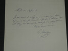 &Eacute;douard Lefebvre de Laboulaye - Lettre autographe sign&eacute;e et un portrait - 1917. &Eacute;douard Lefebvre de Laboulaye