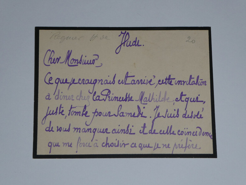 Henri de R&eacute;gnier - Carte lettre autographe sign&eacute;e "Chez la Princesse Mathilde". Henri de R&Eacute;GNIER