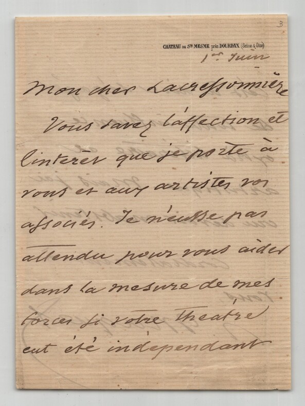 Auguste Maquet - Lettre autographe sign&eacute;e. Auguste MAQUET