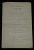 Gustave Vallat - Po&egrave;me autographe sign&eacute; - hommage &agrave; Rouget de Lisle - 1882. Gustave VALLAT