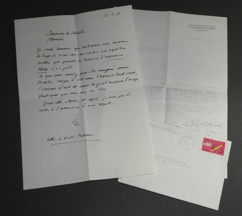 Pierre LECUIRE Lettre autographe sign&eacute;e et r&eacute;ponse sign&eacute;e de De VILMORIN - 1973. Pierre LECUIRE