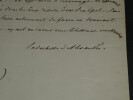 Laure Permon Duchesse d'ABRANTES Note autographe sign&eacute;e Nouvelle In&eacute;dite Femmes. Laure Permon Duchesse d'ABRANTES