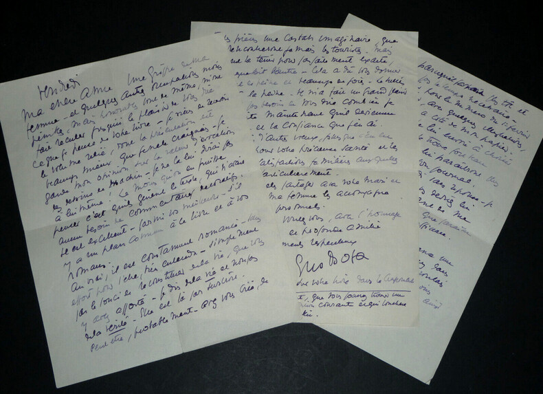 Gus BOFA - LETTRE AUTOGRAPHE SIGN&Eacute;E "Ma ch&egrave;re amie", 3 pages. Gus BOFA