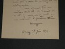 Pascal Dagnan Bouveret Peintre- LETTRE AUTOGRAPHE SIGN&Eacute;E &agrave; M Royer, Ormoy, 1893. Pascal DAGNAN-BOUVERET