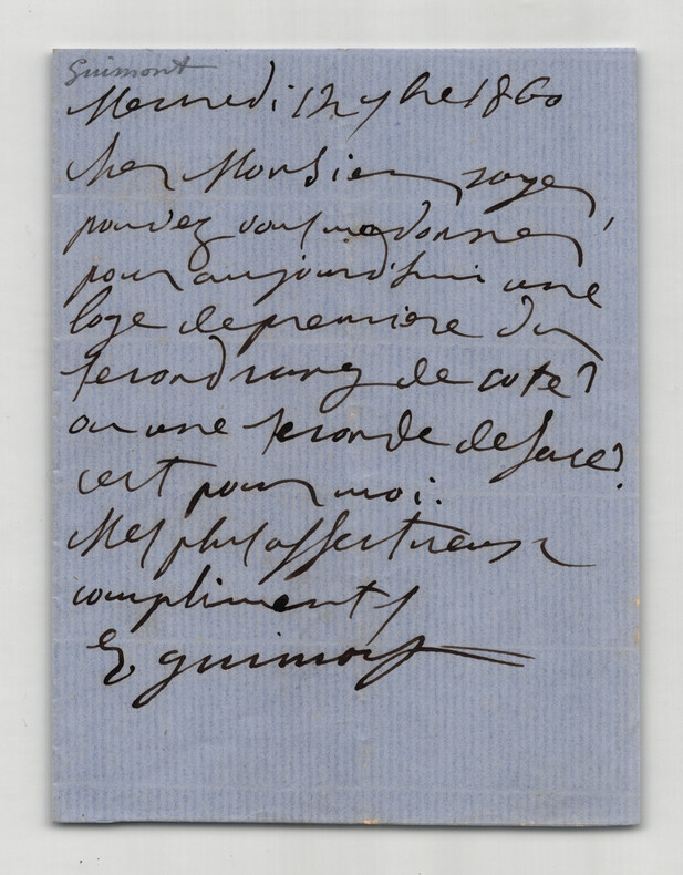 Esther Guimont - Lettre autographe sign&eacute;e - Courtisane Guizot, Hugo... - 1860. Esther GUIMONT