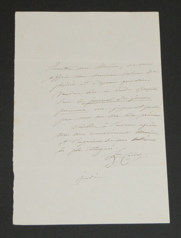 Louise COLET- LETTRE AUTOGRAPHE SIGN&Eacute;E. Louise COLET