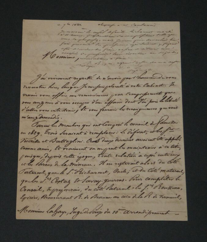Marie Jean Pierre Hubert de Cambac&eacute;r&egrave;s - L.A.S "Conseil de Famille" 3 pages 1834. Marie Jean Pierre Hubert de Cambac&eacute;r&egrave;s
