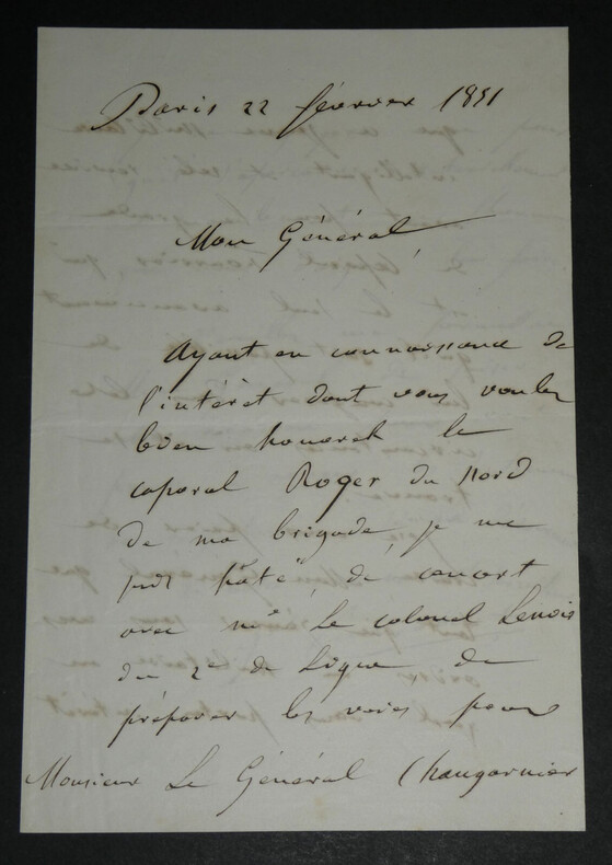 Mar&eacute;chal de Canrobert - Lettre autographe sign&eacute;e &agrave; un G&eacute;n&eacute;ral - 1851. Fran&ccedil;ois Marcellin Certain de Canrobert