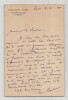 &Eacute;mile Boutroux - Philosophe - Lettre autographe sign&eacute;e au Recteur - 1910. &Eacute;mile BOUTROUX