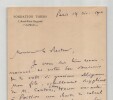 &Eacute;mile Boutroux - Philosophe - Lettre autographe sign&eacute;e au Recteur - 1910. &Eacute;mile BOUTROUX