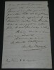 Camille ROQUEPLAN, Peintre - LETTRE AUTOGRAPHE SIGN&Eacute;E REMERCIEMENTS DE 2 PAGES. Camille ROQUEPLAN