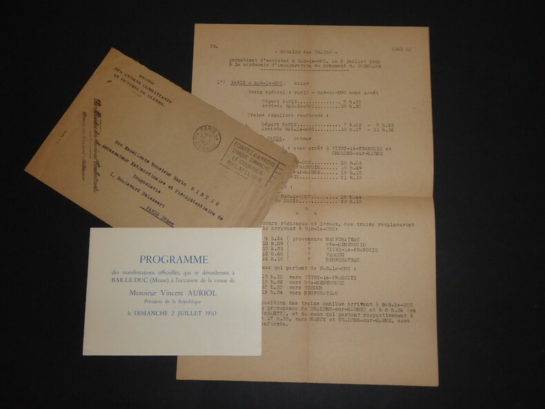 INVITATION A UNE INAUGURATION MINIST&Egrave;RE ANCIENS COMBATTANTS &Agrave; Marko RISTIC, 1950. Louis JACQUINOT