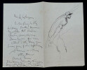 Marcel LENOIR - LETTRE AUTOGRAPHE SIGN&Eacute;E AVEC DESSIN ORIGINAL &Agrave; Henry LAPAUZE. Marcel LENOIR