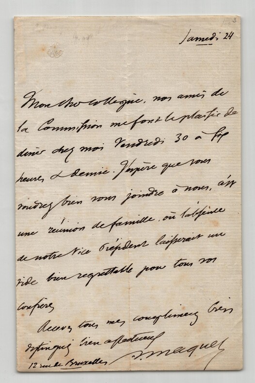 Auguste Maquet - Lettre autographe sign&eacute;e "un vide bien regrettable". Auguste MAQUET
