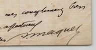 Auguste Maquet - Lettre autographe sign&eacute;e "un vide bien regrettable". Auguste MAQUET