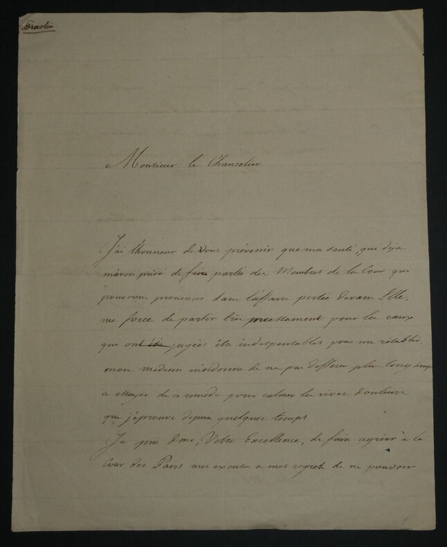 Charles de Choiseul-Praslin -Lettre autographe sign&eacute;e au Chancelier Dambray,1826. Charles de Choiseul-Praslin